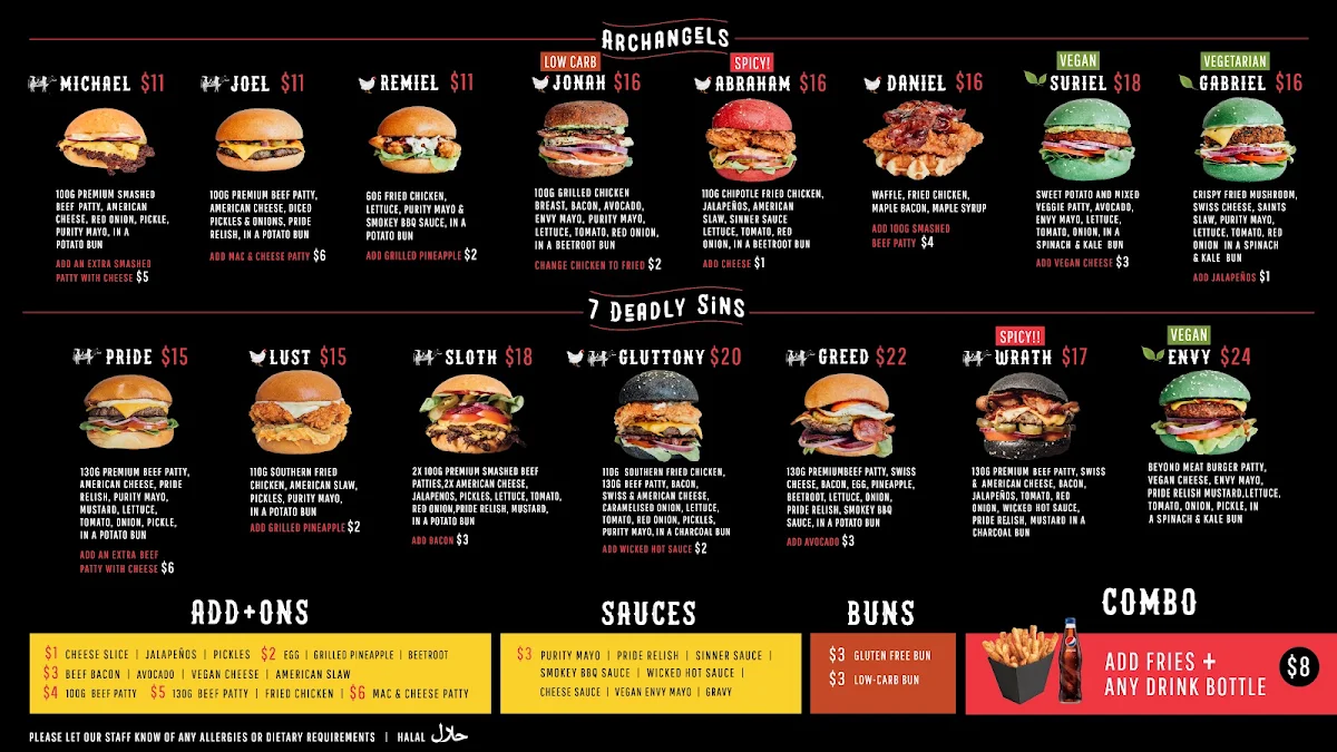 Menu, Burgertory (Caroline Springs)
