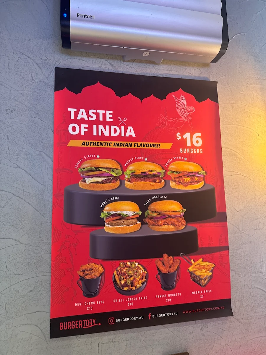 Menu, Burgertory (Caroline Springs)