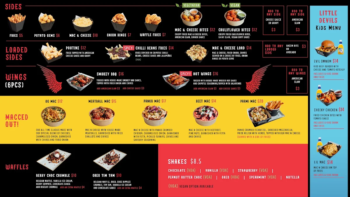 Menu, Burgertory (Caroline Springs)