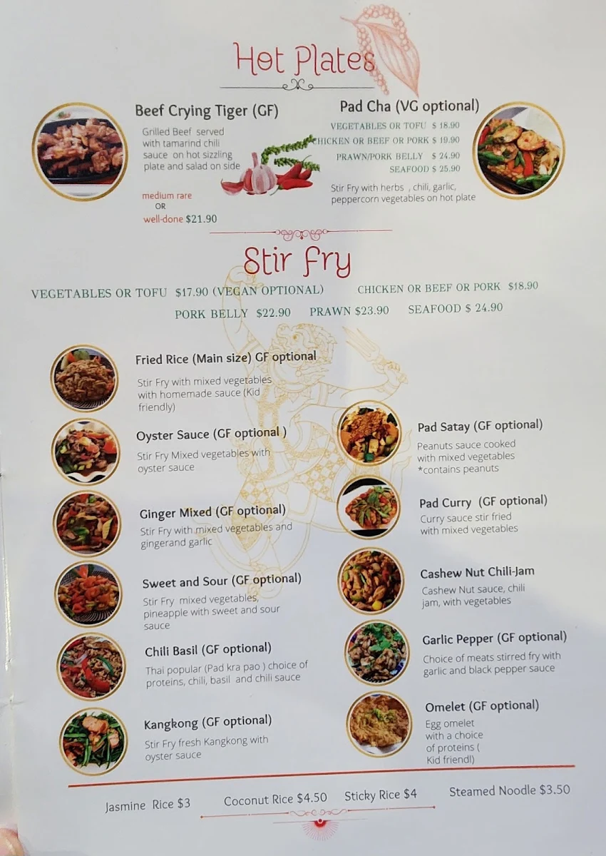 Menu, IMM THAI CAFE