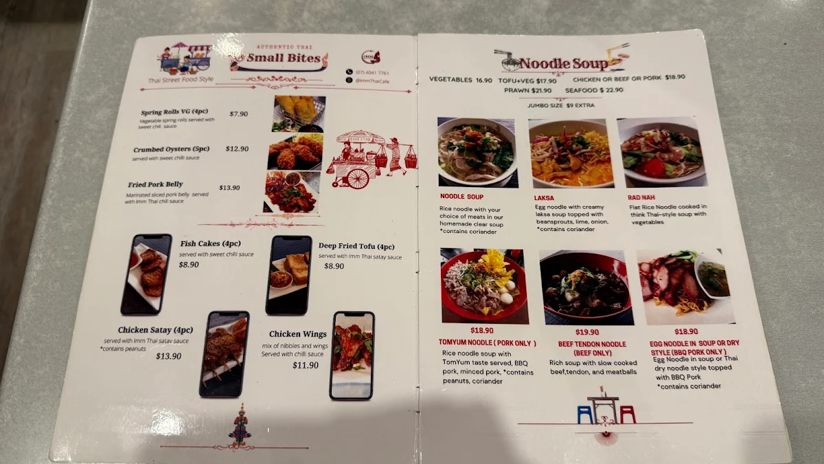 Menu, IMM THAI CAFE