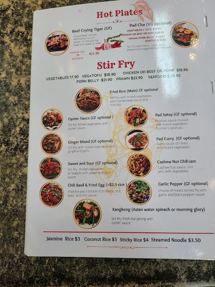 Menu, IMM THAI CAFE