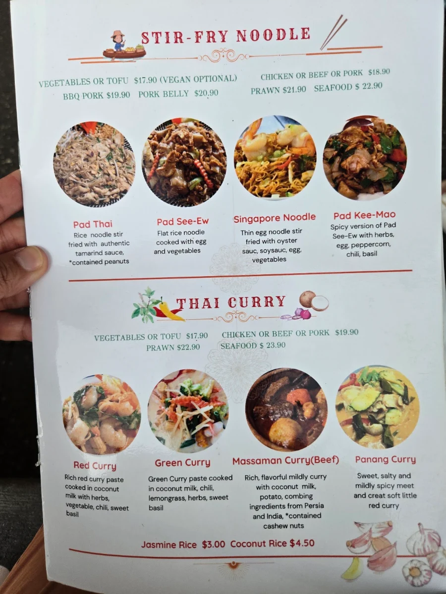 Menu, IMM THAI CAFE