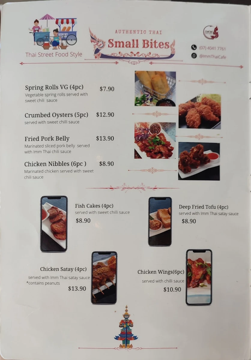 Menu, IMM THAI CAFE
