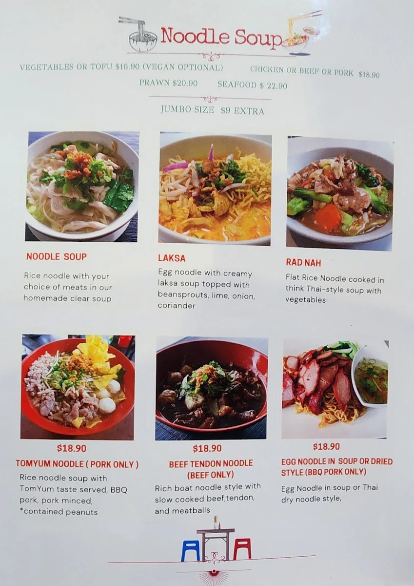 Menu, IMM THAI CAFE