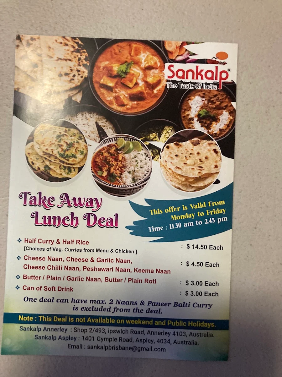 Menu, Sankalp Aspley Restaurant