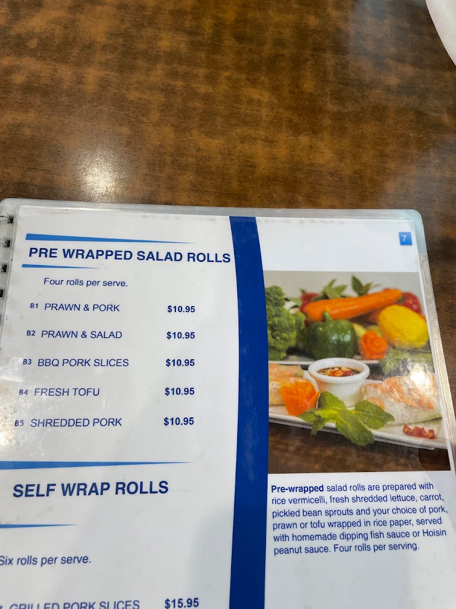 Menu, Trang Restaurant West End