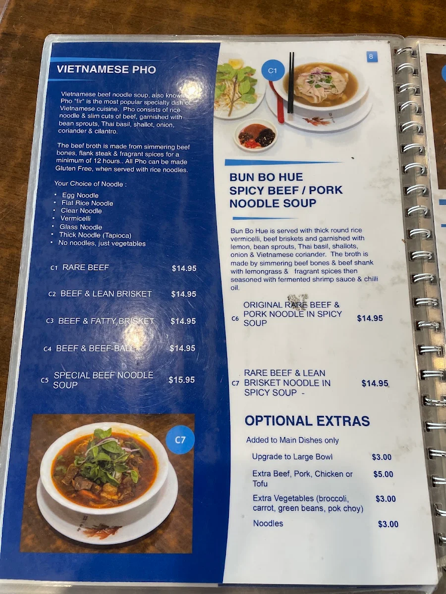 Menu, Trang Restaurant West End