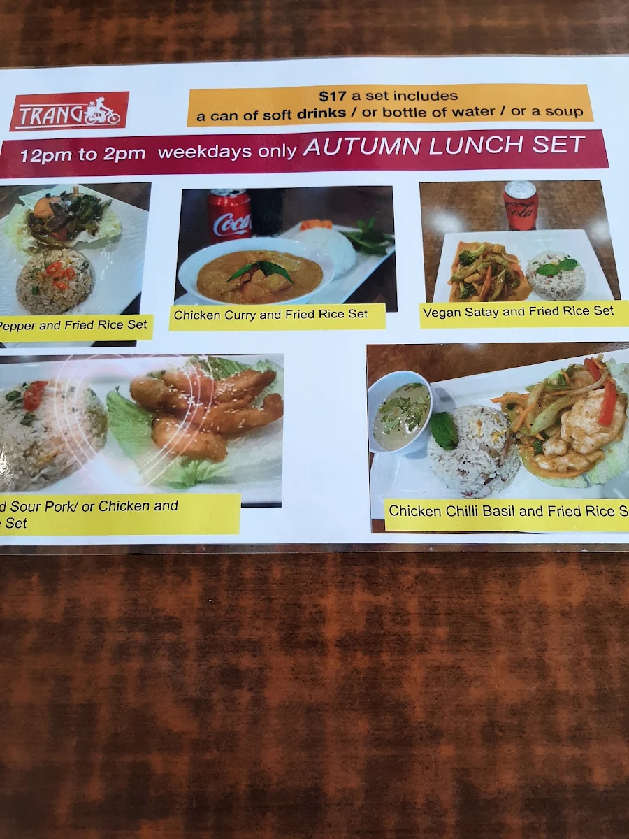 Menu, Trang Restaurant West End