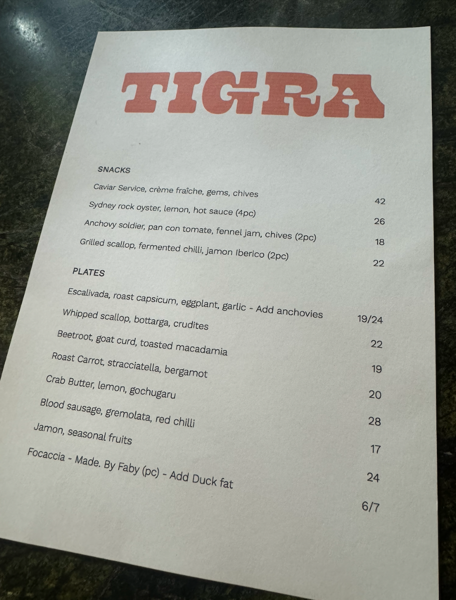 Menu, Tigra