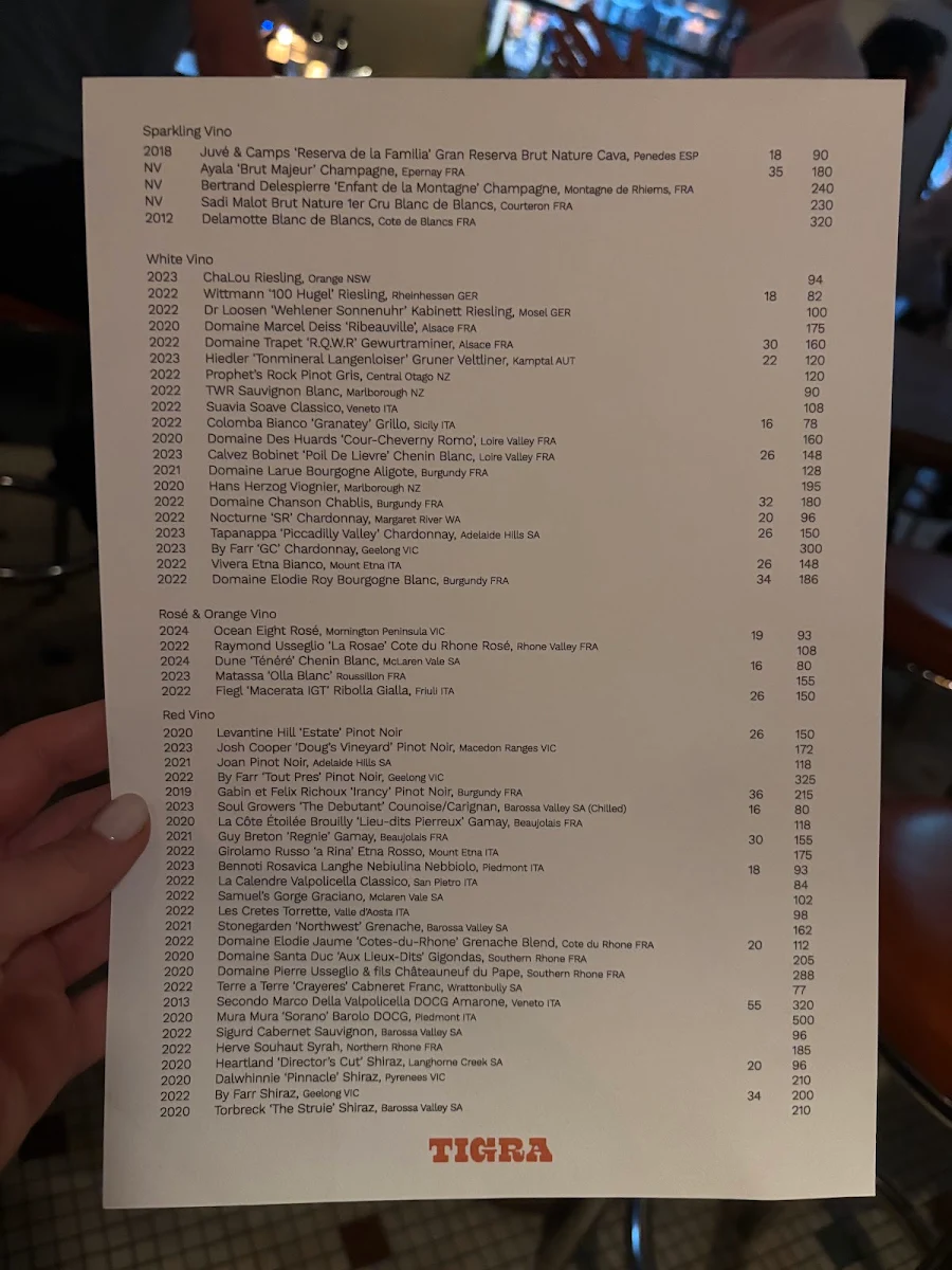 Menu, Tigra