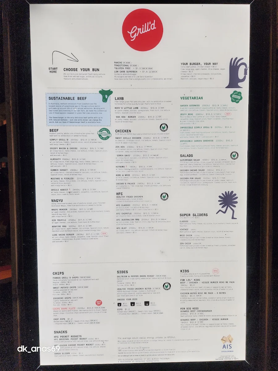 Menu, Grill'd Burgers - Lane Cove