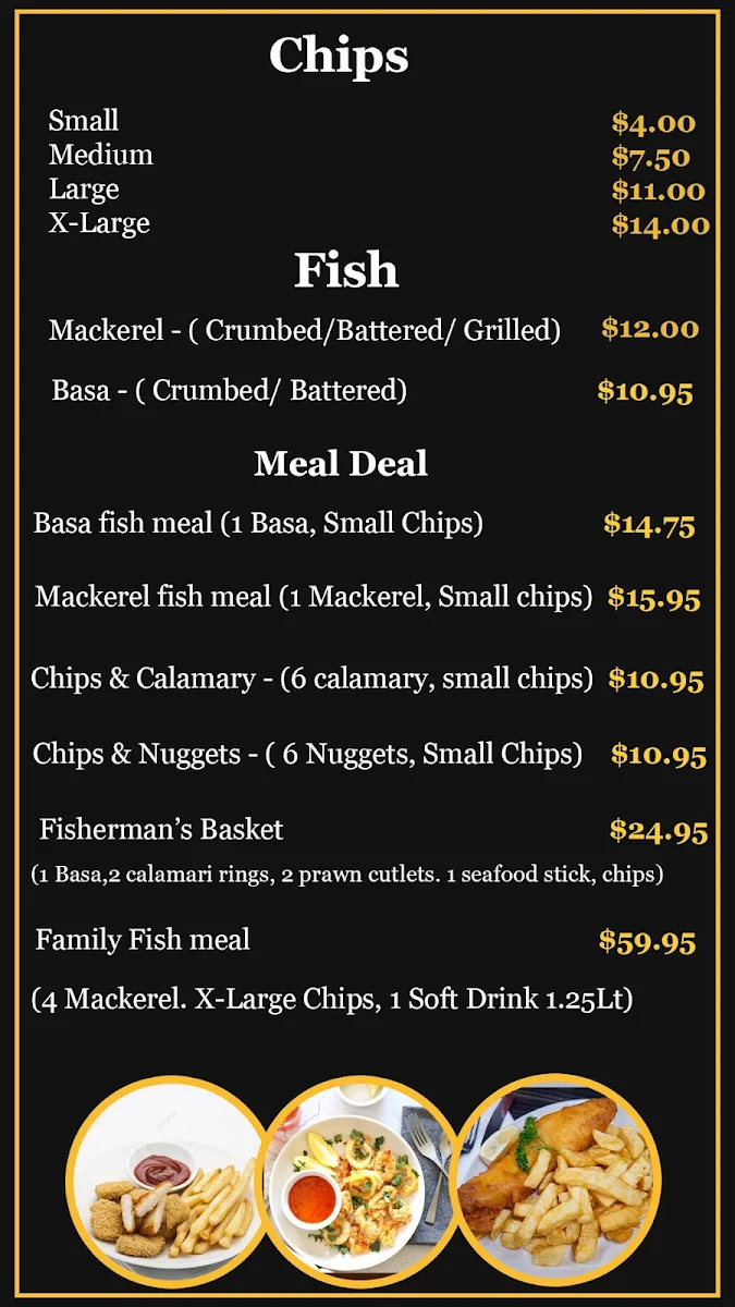Menu, Dash's Takeaway