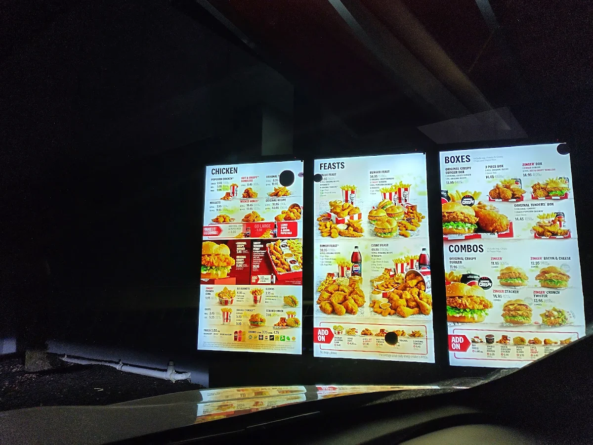 Menu, KFC Vermont