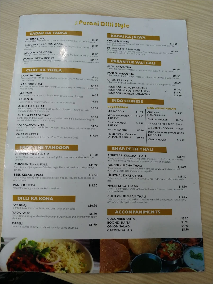 Menu, Purani Dilli Style