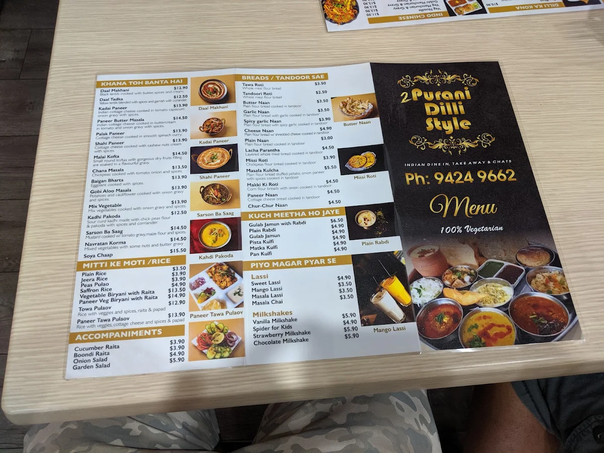 Menu, Purani Dilli Style