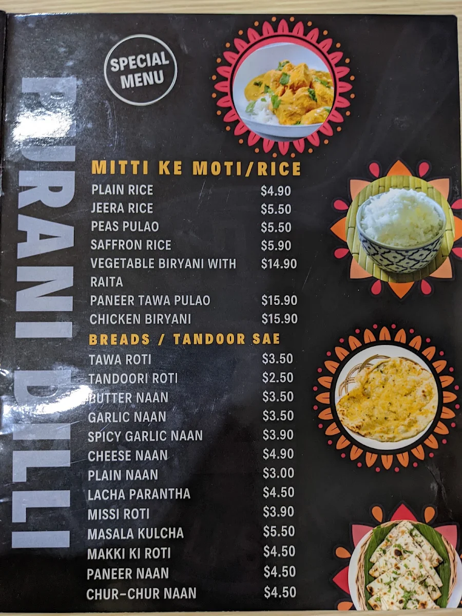Menu, Purani Dilli Style