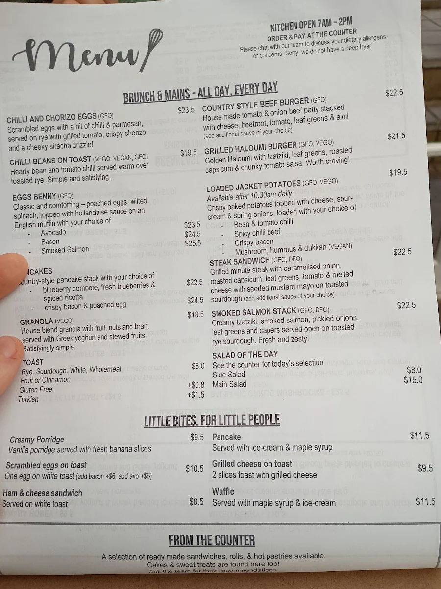 Menu, Potter's Pantry Bundanoon