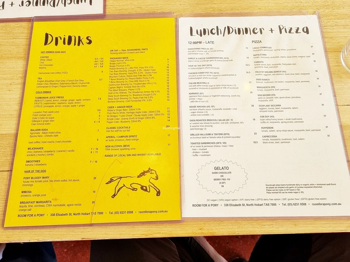 Menu, Room For A Pony