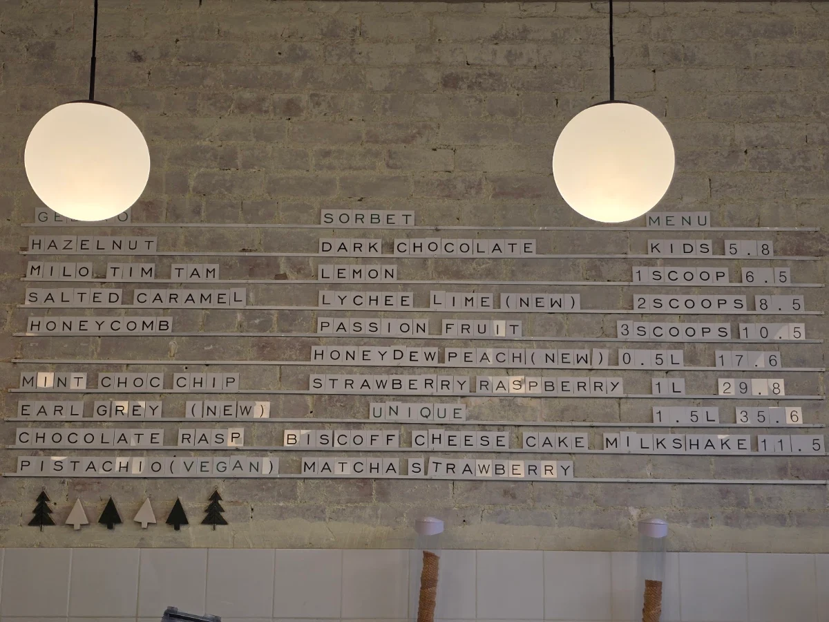 Menu, L'Arte Della Gelato