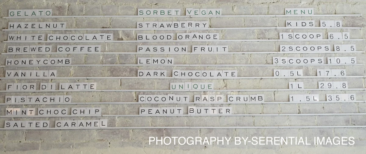 Menu, L'Arte Della Gelato