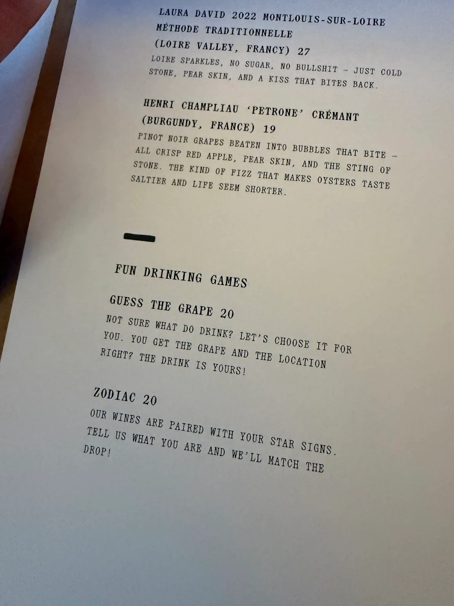 Menu, Rasā House