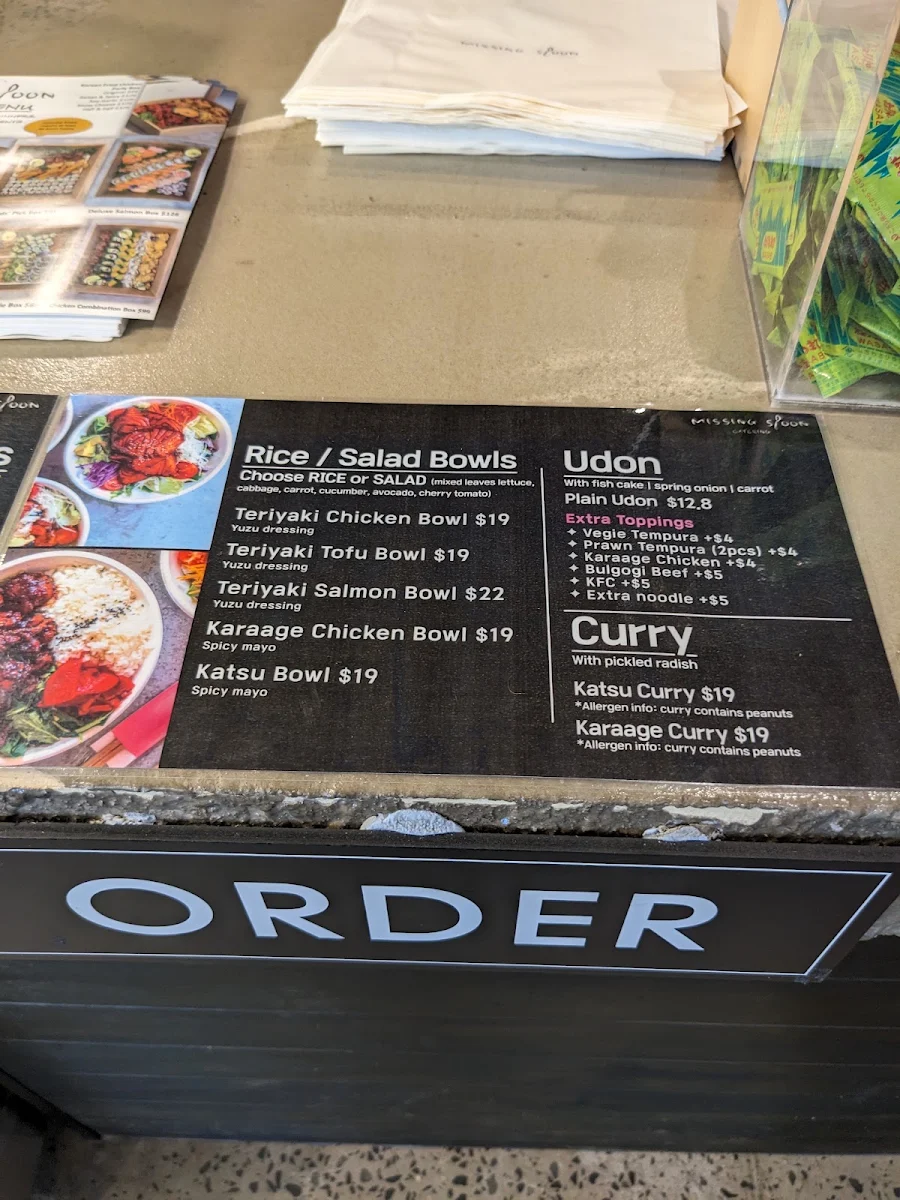 Menu, Missing Spoon Catering