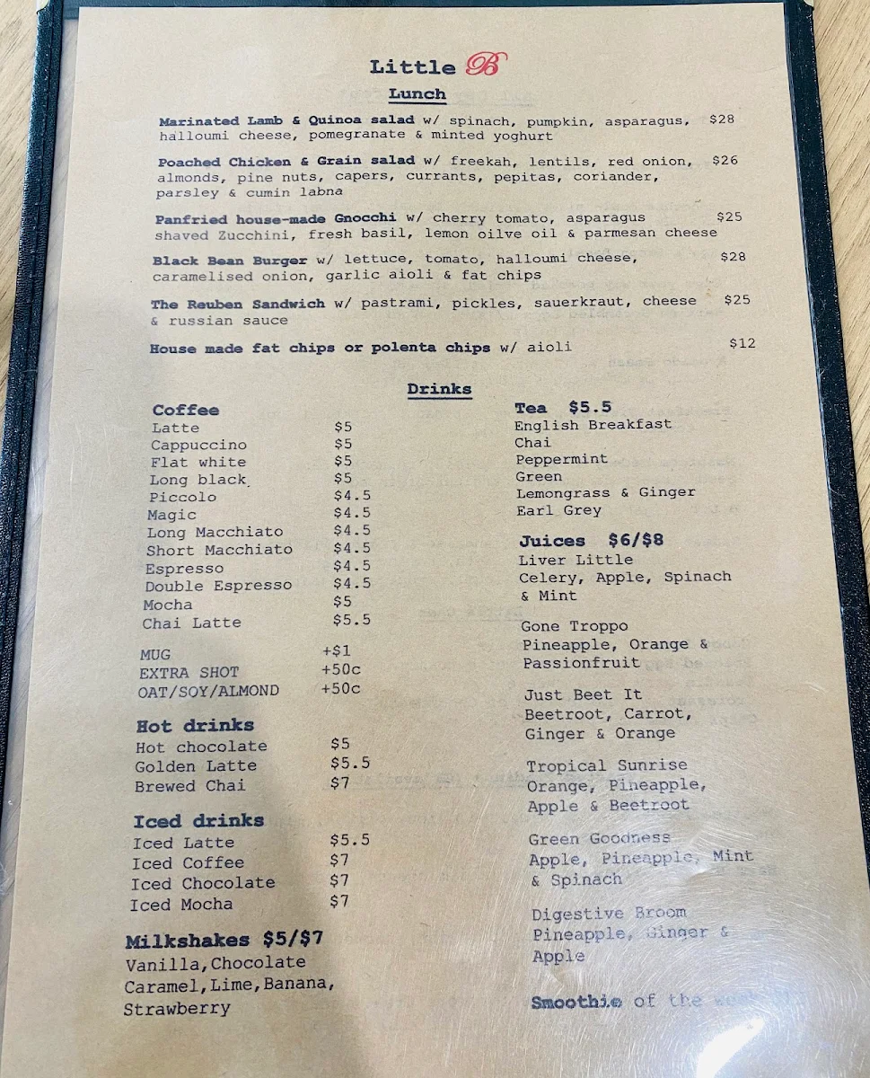 Menu, Little B