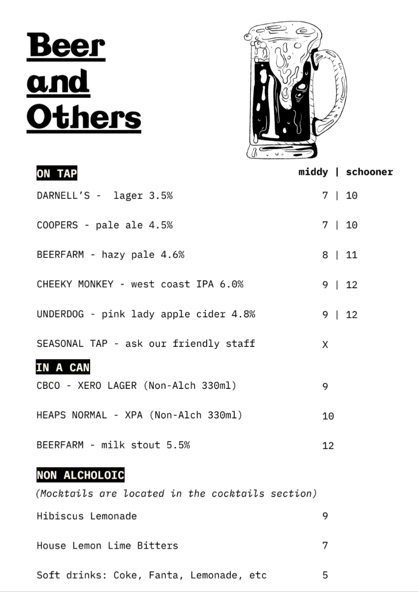 Menu, Dear Darnell's