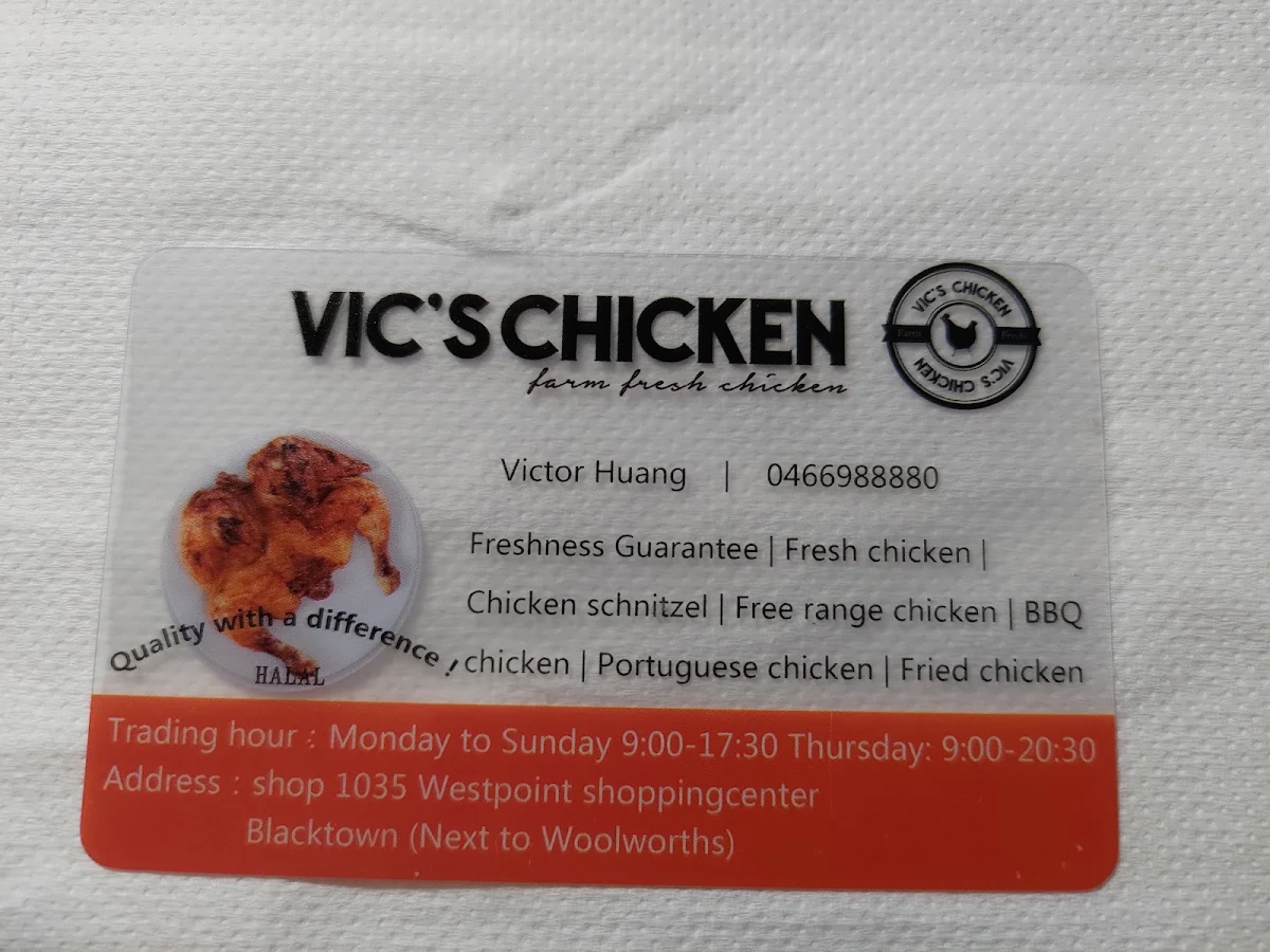 Menu, Vic's Chicken