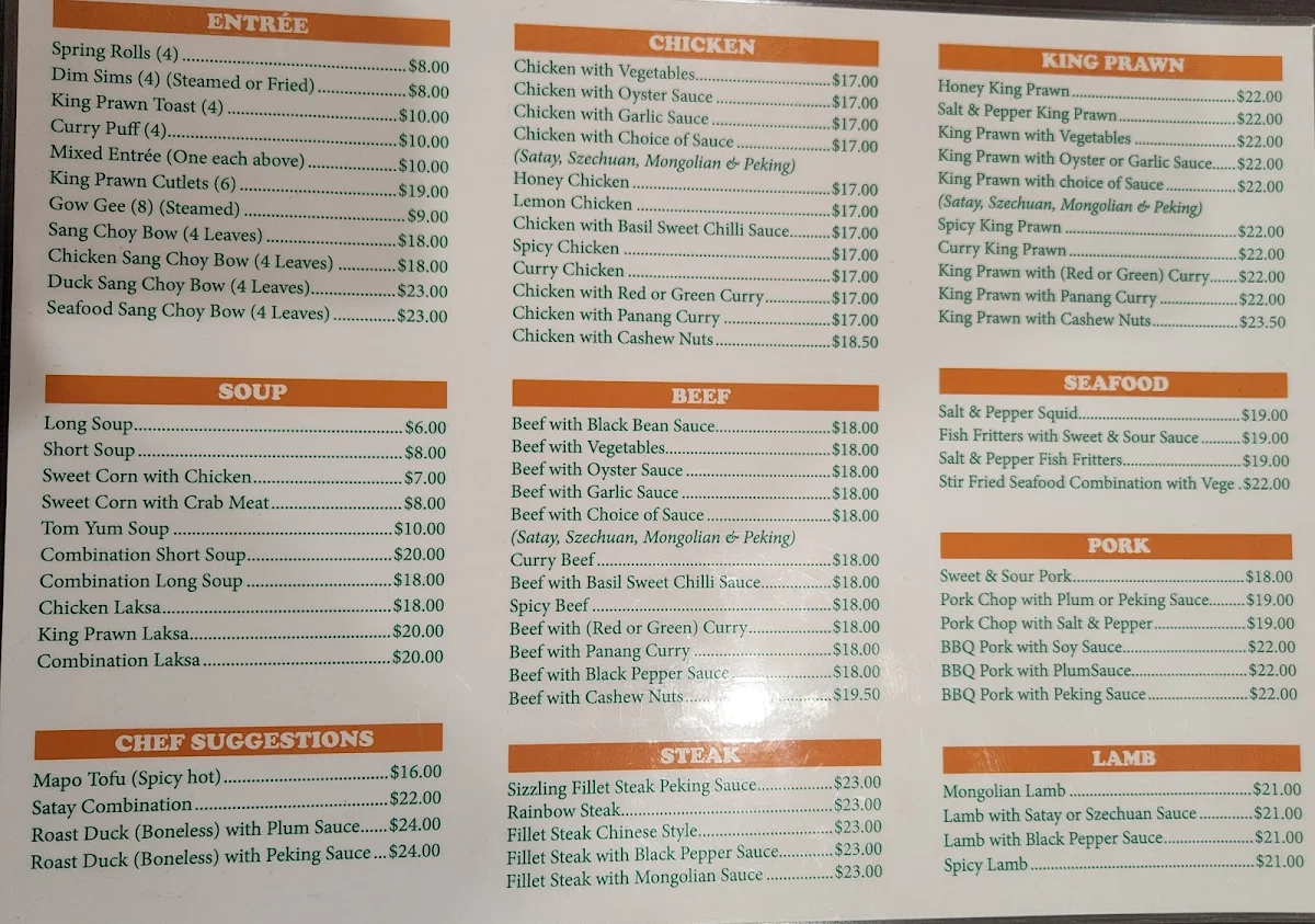 Menu, Sun River Kitchen