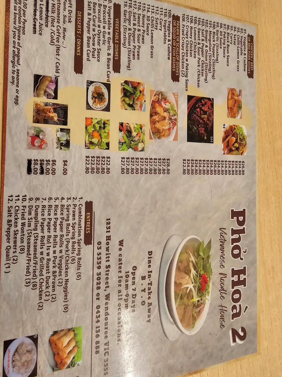Menu, Pho Hoa 2