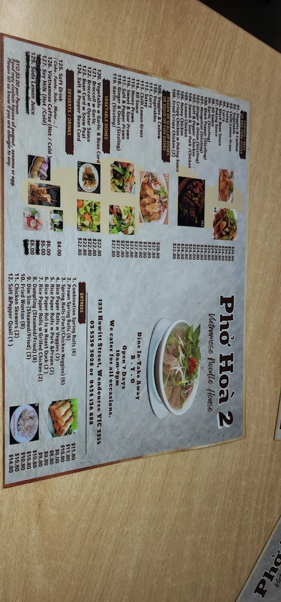 Menu, Pho Hoa 2