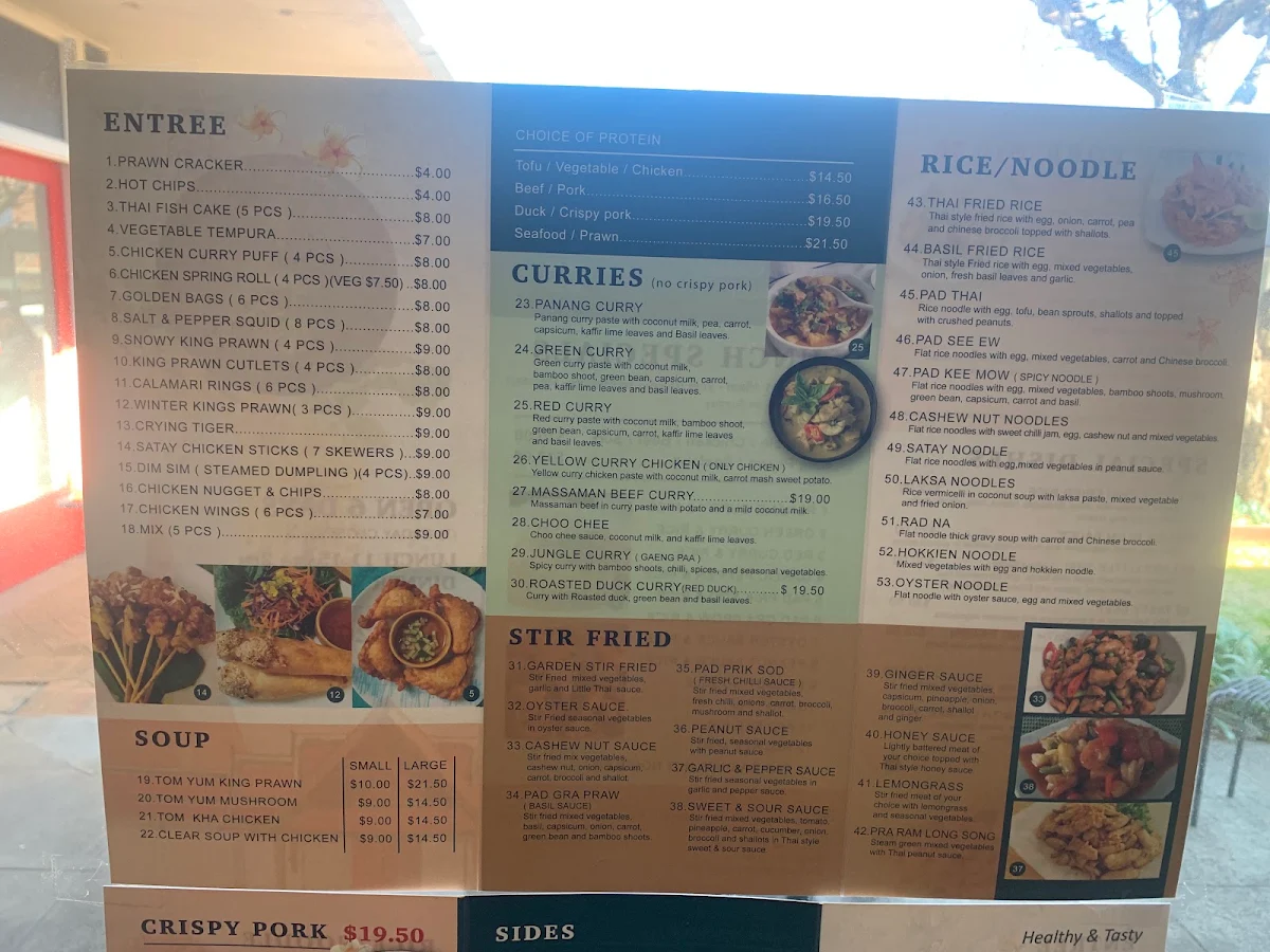 Menu, Little Thai at Port