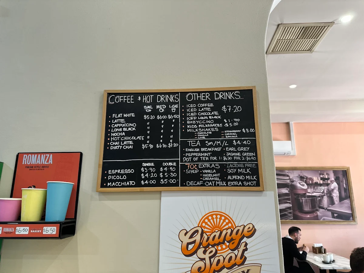 Menu, Orange Spot Bakery