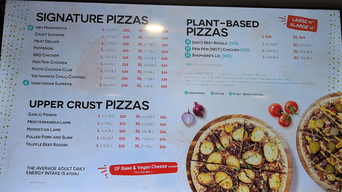 Menu, Crust Pizza Glen Waverley