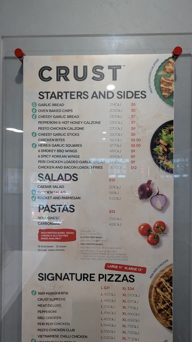 Menu, Crust Pizza Glen Waverley