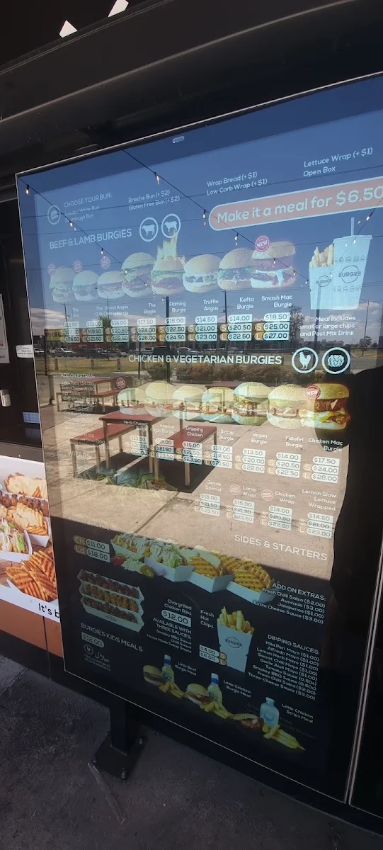 Menu, Burgies - Hoppers Crossing