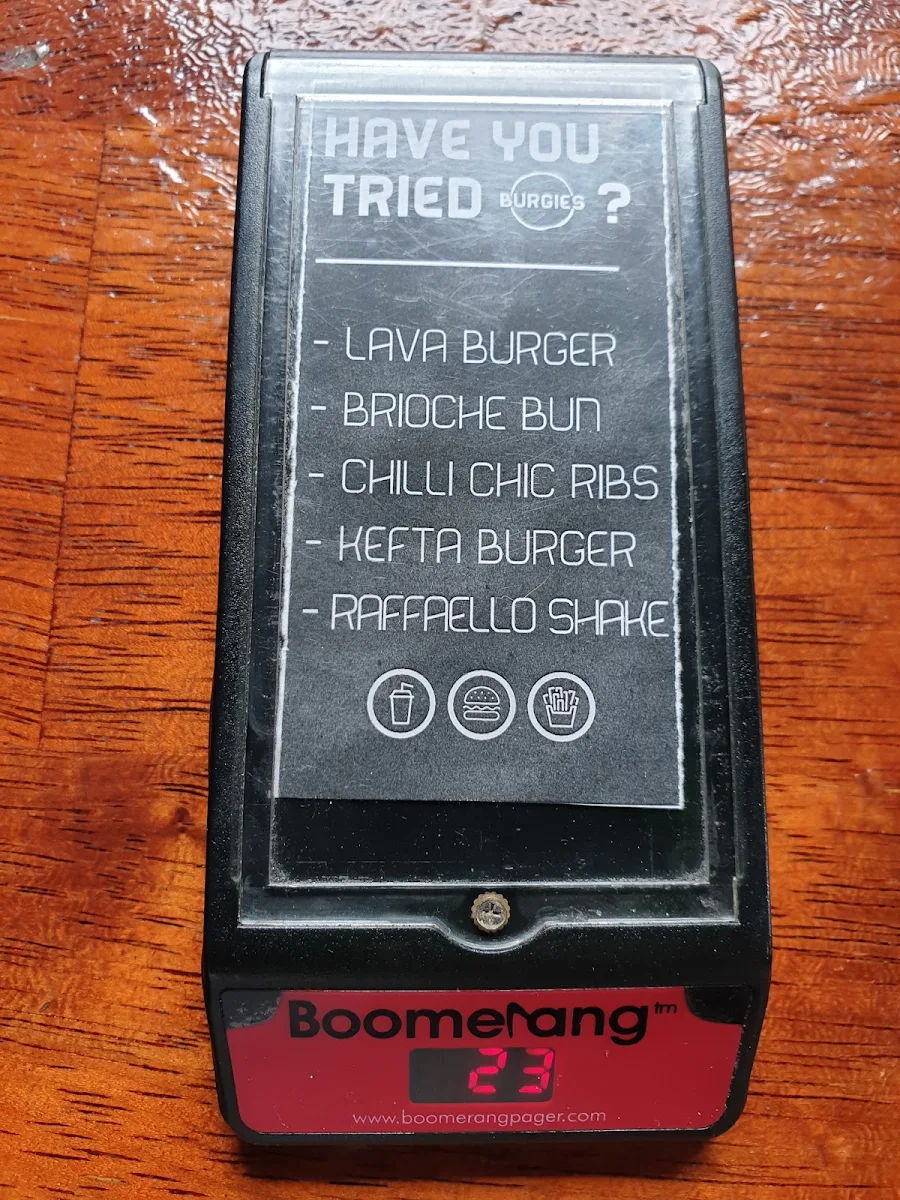 Menu, Burgies - Hoppers Crossing