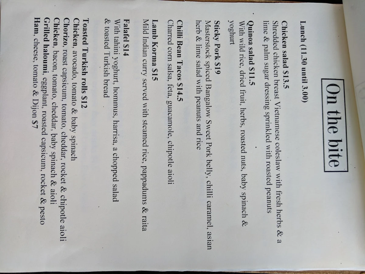 Menu, On The Bite