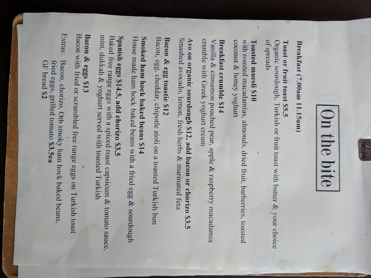 Menu, On The Bite