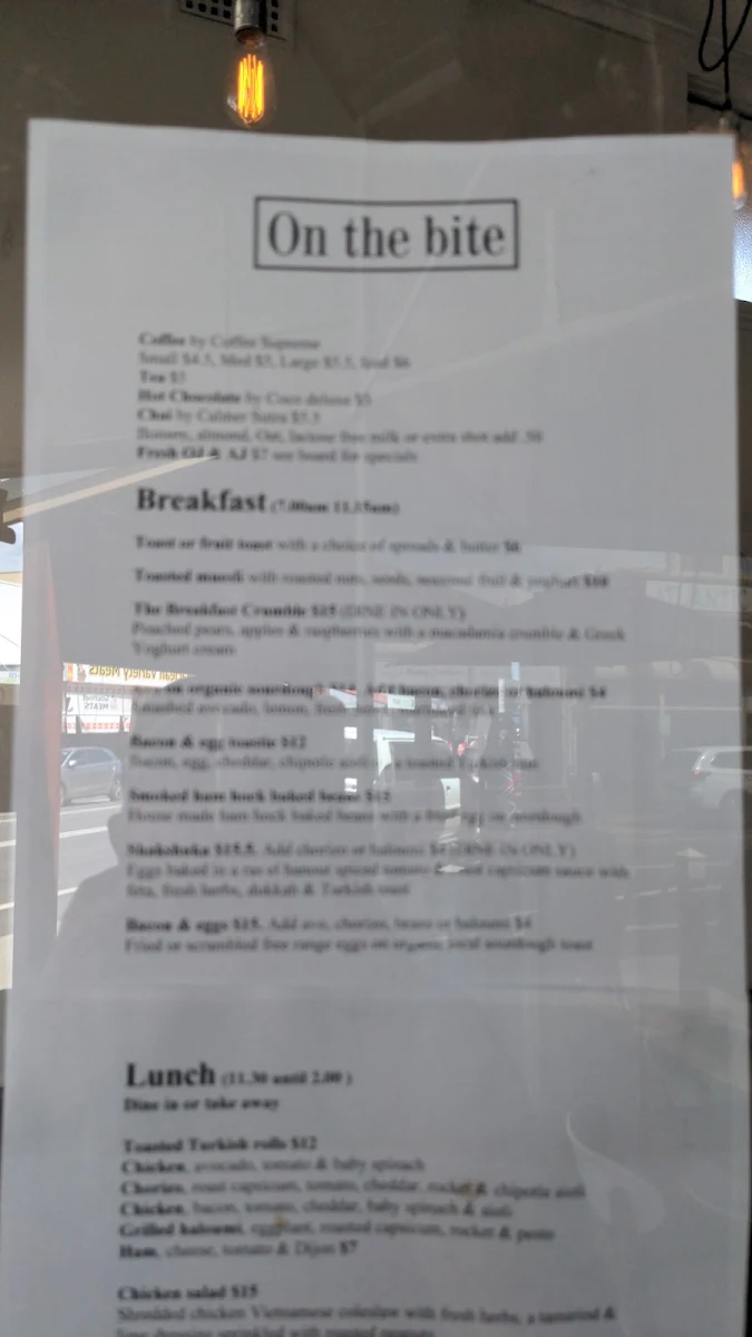 Menu, On The Bite