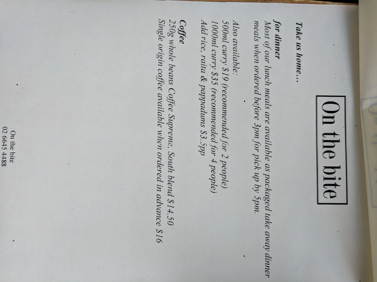 Menu, On The Bite