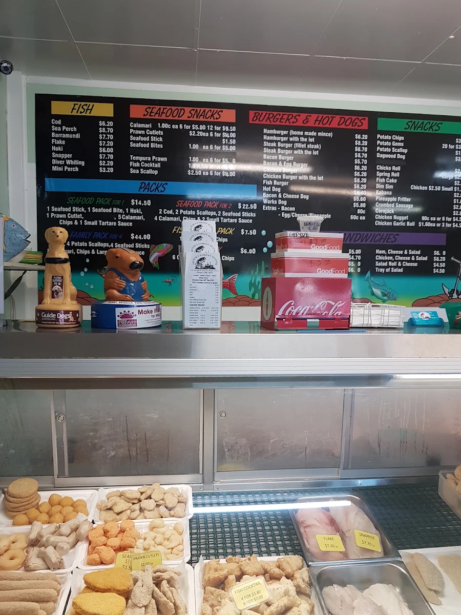 Menu, French's Forest Seafood and Takeaway