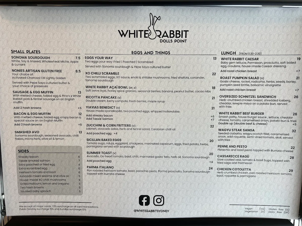 Menu, White Rabbit Dolls point