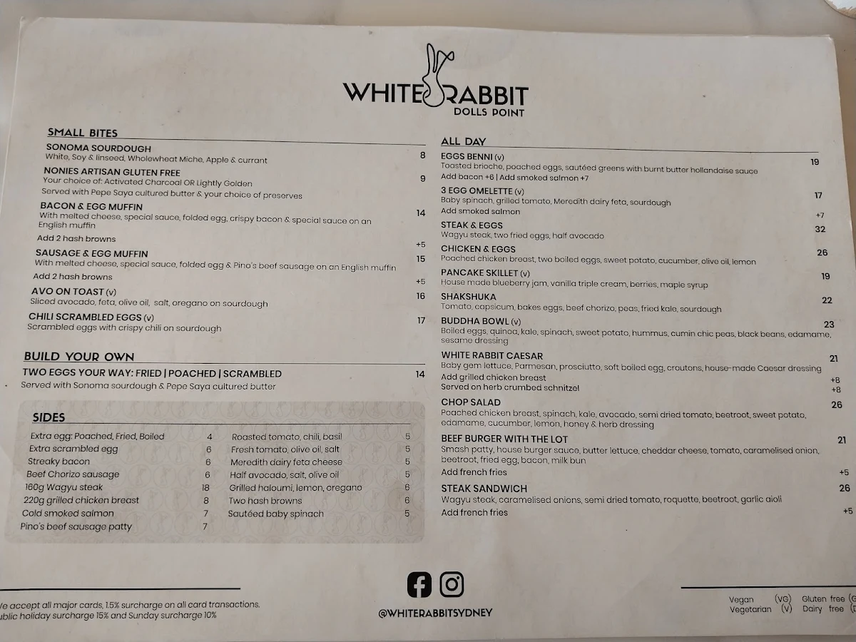 Menu, White Rabbit Dolls point