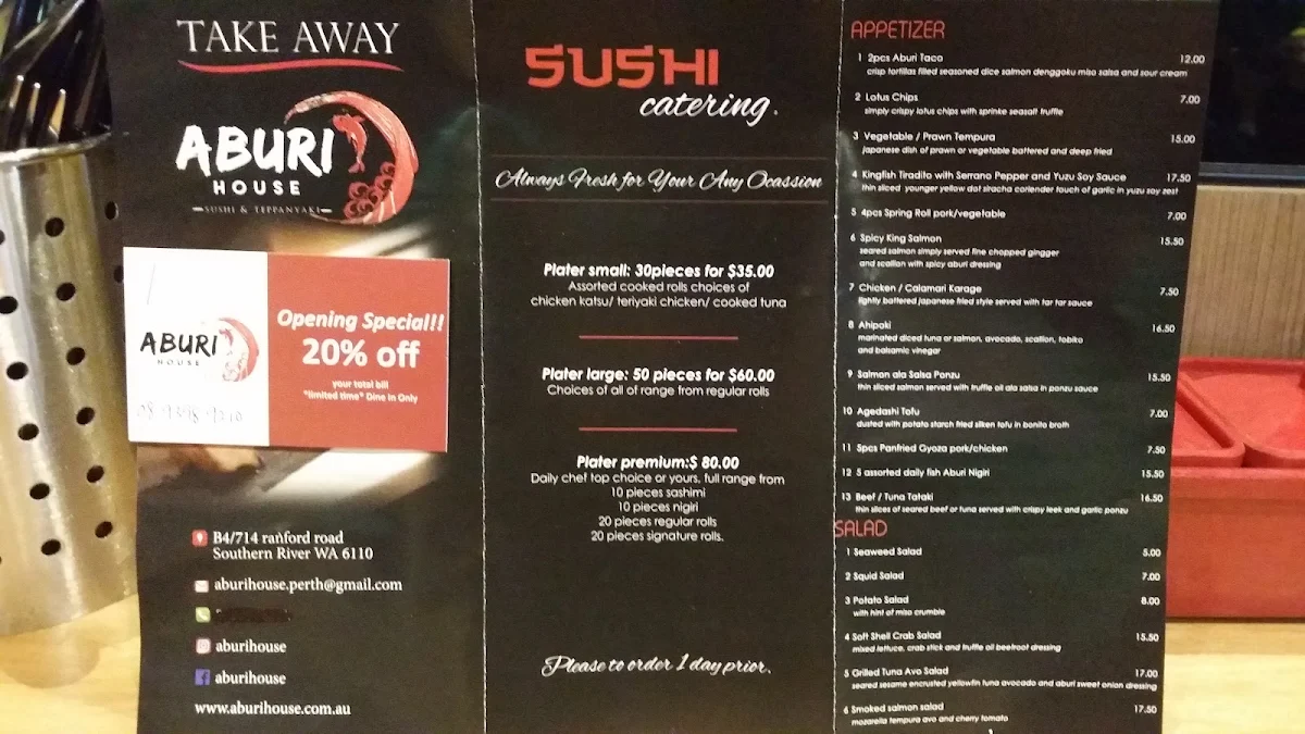Menu, Aburi House