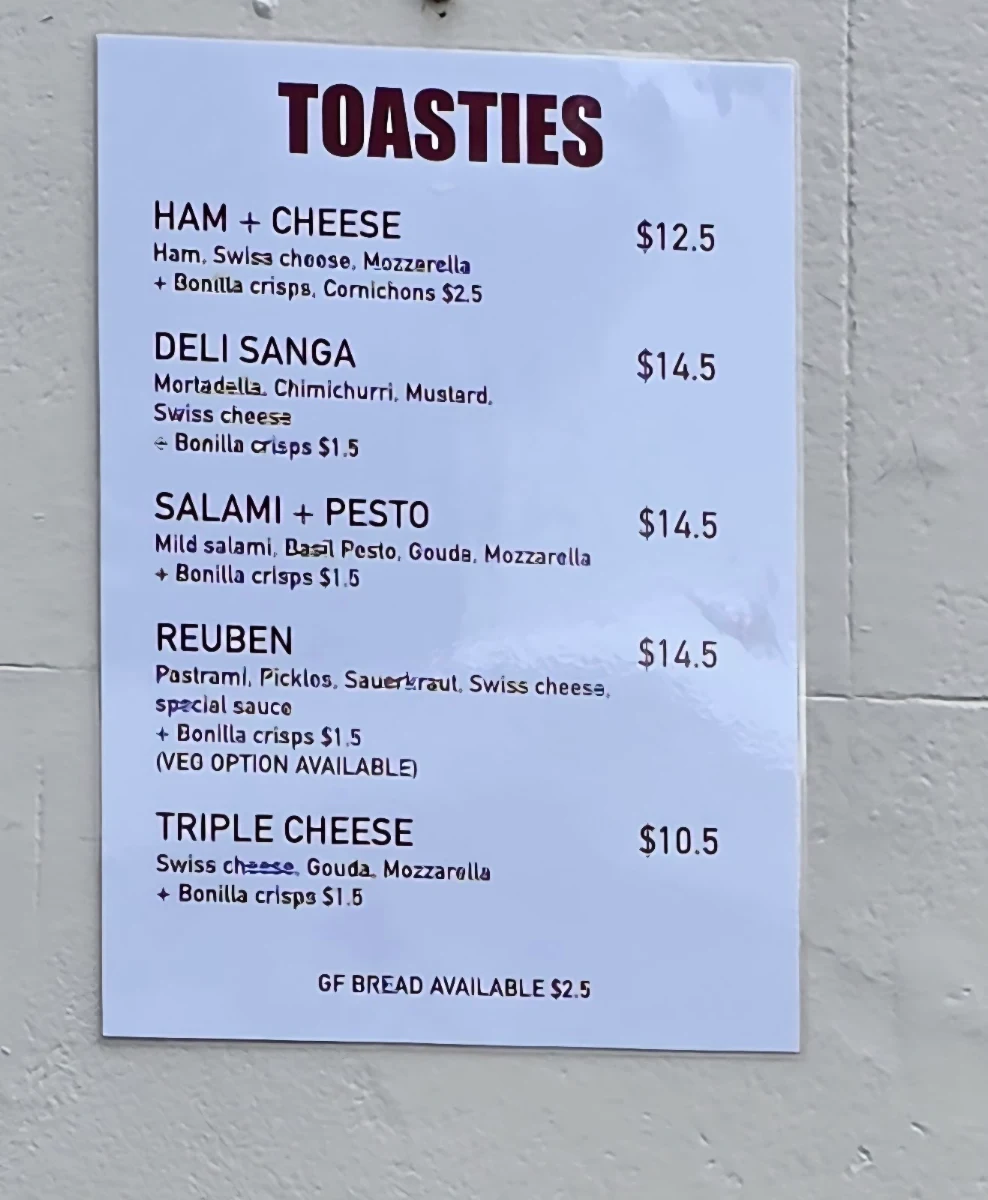 Menu, Slow Market Gisborne