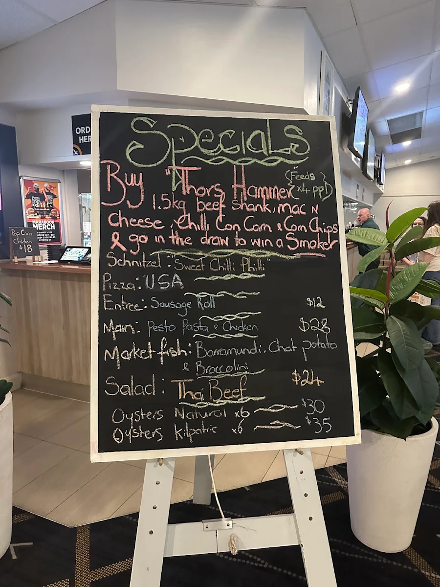 Menu, The Maraboon Tavern