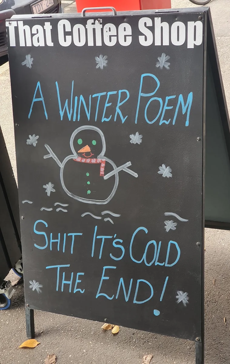 Menu, That Coffee Shop